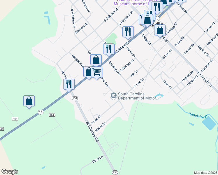 map of restaurants, bars, coffee shops, grocery stores, and more near 208 Fairview Avenue in Bishopville
