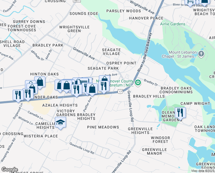 map of restaurants, bars, coffee shops, grocery stores, and more near 128 Bagley Avenue in Wilmington