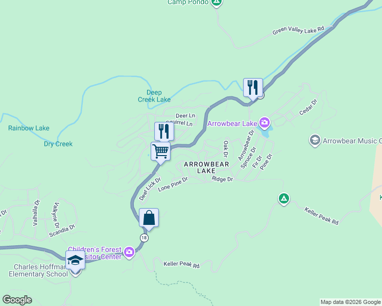 map of restaurants, bars, coffee shops, grocery stores, and more near in Running Springs