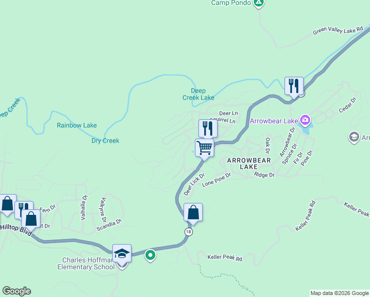 map of restaurants, bars, coffee shops, grocery stores, and more near 32794 Cougar Lane in Apple Valley