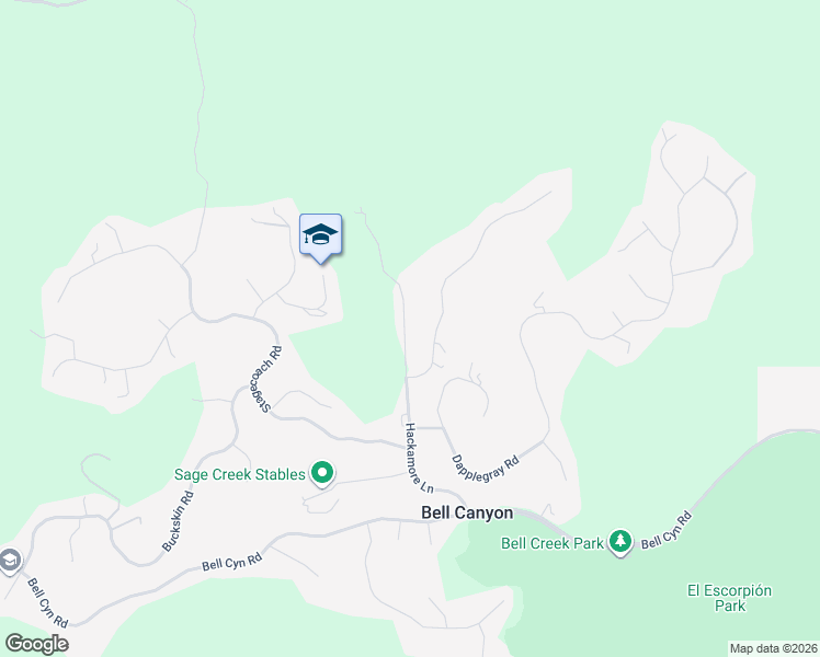 map of restaurants, bars, coffee shops, grocery stores, and more near 60 Hackamore Lane in Bell Canyon