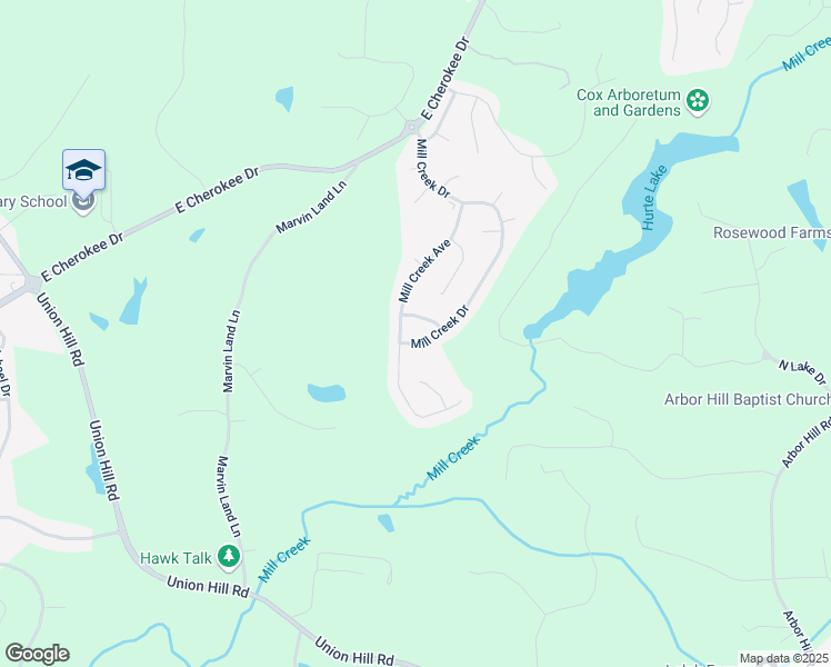 map of restaurants, bars, coffee shops, grocery stores, and more near 172 Mill Creek Drive in Canton