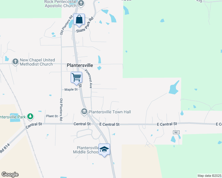 map of restaurants, bars, coffee shops, grocery stores, and more near 121 Woodgreen Street in Plantersville