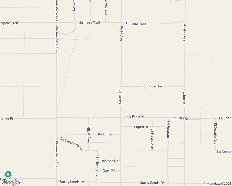 map of restaurants, bars, coffee shops, grocery stores, and more near 2342 Balsa Avenue in Yucca Valley