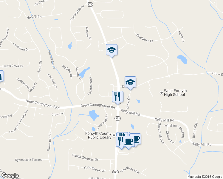 map of restaurants, bars, coffee shops, grocery stores, and more near 4920 Carriage Bridge Lane in Cumming