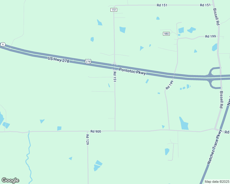 map of restaurants, bars, coffee shops, grocery stores, and more near 438 Road 151 in Tupelo
