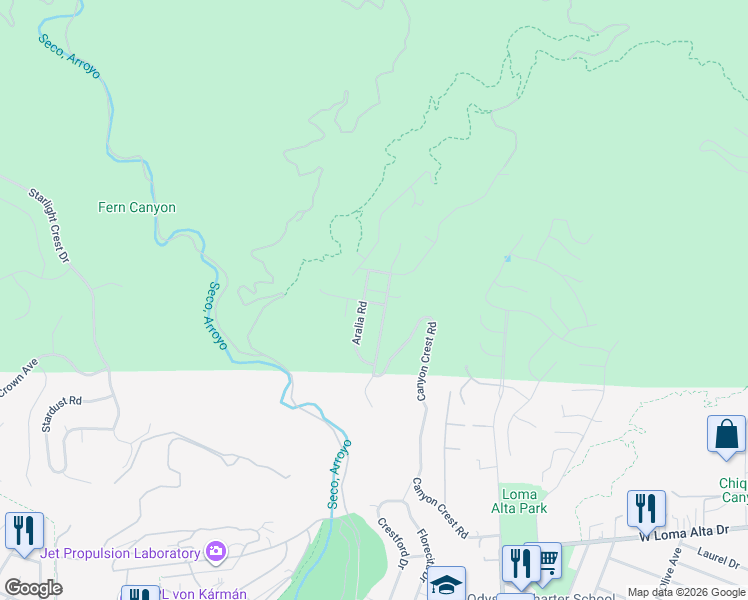 map of restaurants, bars, coffee shops, grocery stores, and more near 1115 Gravelia Street in Altadena