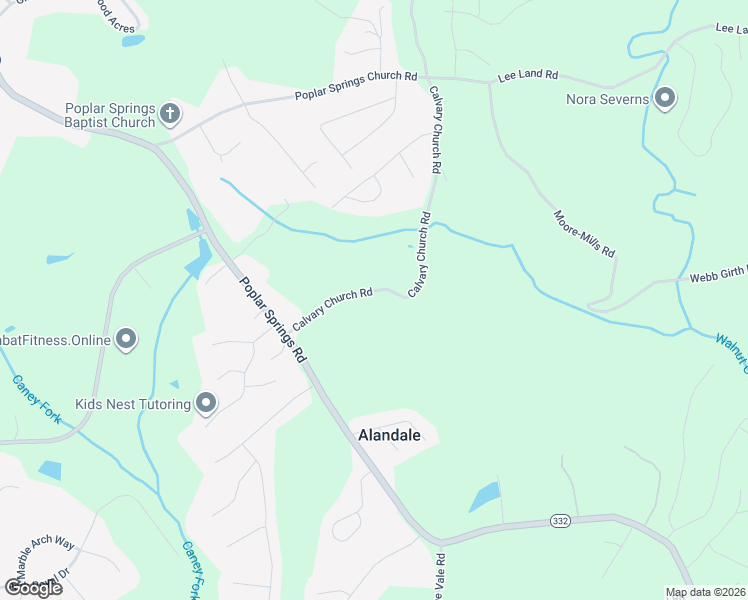 map of restaurants, bars, coffee shops, grocery stores, and more near 2481 Calvary Church Road in Gainesville