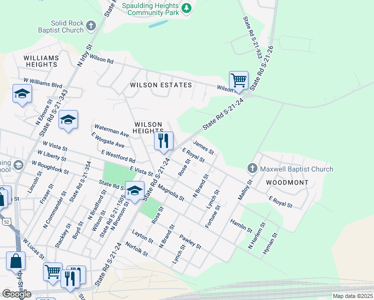 map of restaurants, bars, coffee shops, grocery stores, and more near 501-599 State Road S-21-856 in Florence