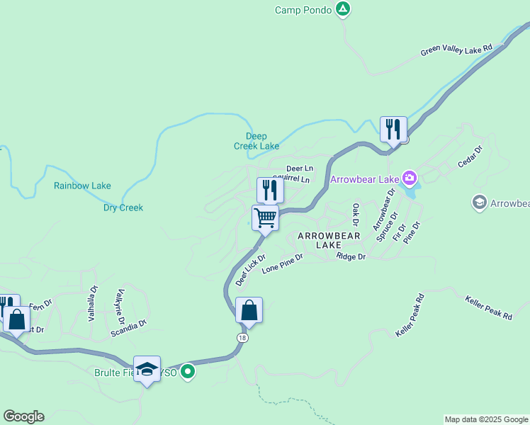 map of restaurants, bars, coffee shops, grocery stores, and more near in Running Springs