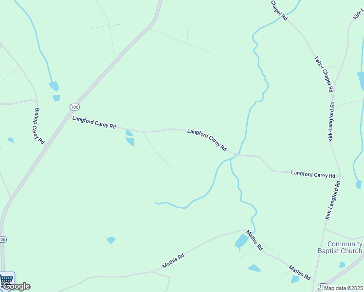 map of restaurants, bars, coffee shops, grocery stores, and more near 590 Langford Carey Road in Danielsville