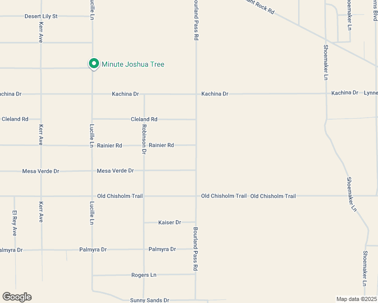 map of restaurants, bars, coffee shops, grocery stores, and more near 2322 Bourland Pass Road in Joshua Tree