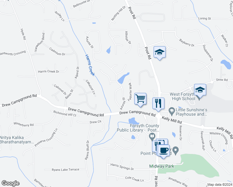 map of restaurants, bars, coffee shops, grocery stores, and more near 3610 Davyne Bend in Cumming