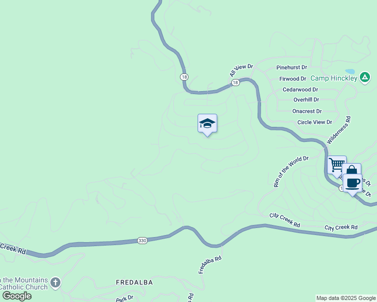 map of restaurants, bars, coffee shops, grocery stores, and more near 30975 All View Drive in Running Springs