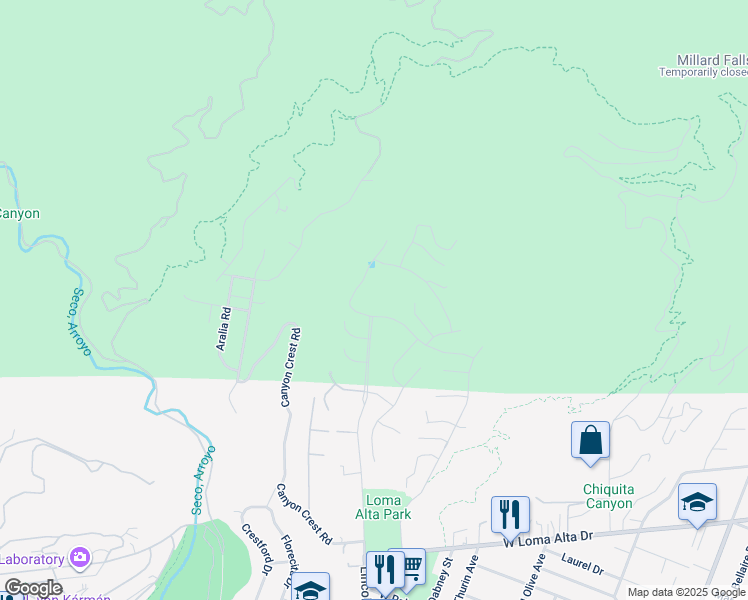 map of restaurants, bars, coffee shops, grocery stores, and more near in Altadena