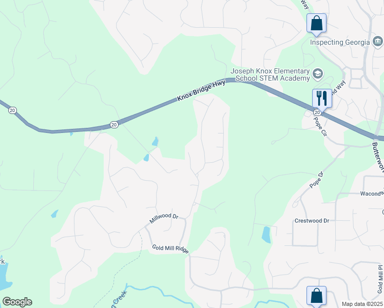 map of restaurants, bars, coffee shops, grocery stores, and more near 4969 Millwood Drive in Canton