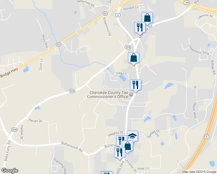 map of restaurants, bars, coffee shops, grocery stores, and more near 228 Woodland Way in Canton