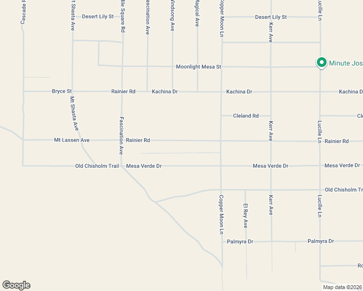 map of restaurants, bars, coffee shops, grocery stores, and more near 63305 Ranier Road in Joshua Tree