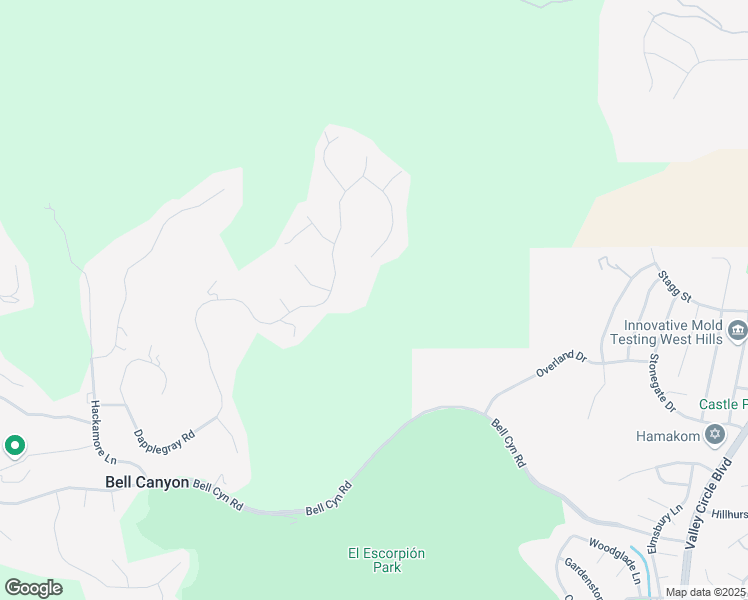 map of restaurants, bars, coffee shops, grocery stores, and more near 150 Dapplegray Road in Bell Canyon