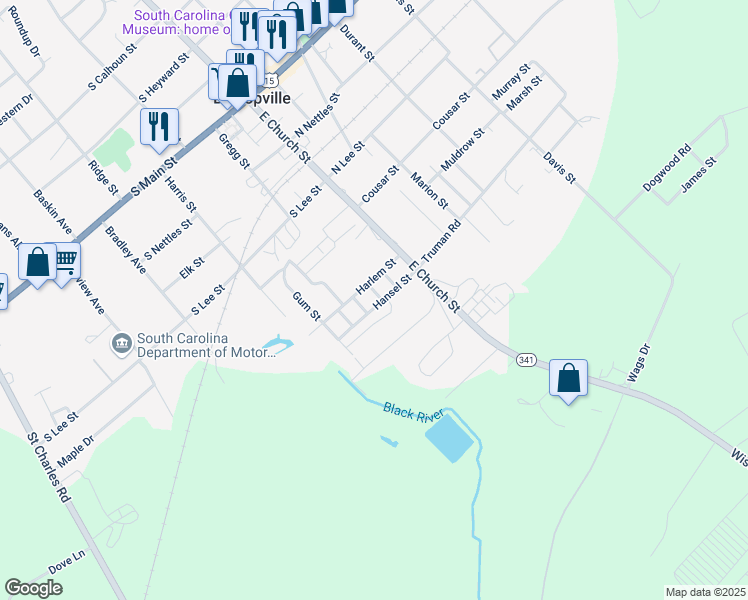 map of restaurants, bars, coffee shops, grocery stores, and more near 133B Hansel Street in Bishopville