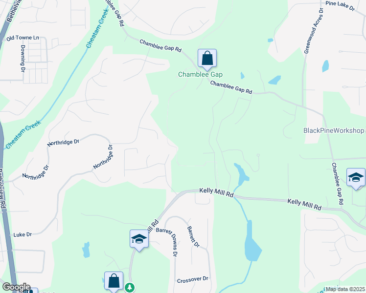 map of restaurants, bars, coffee shops, grocery stores, and more near 1599 Johnson Road in Cumming