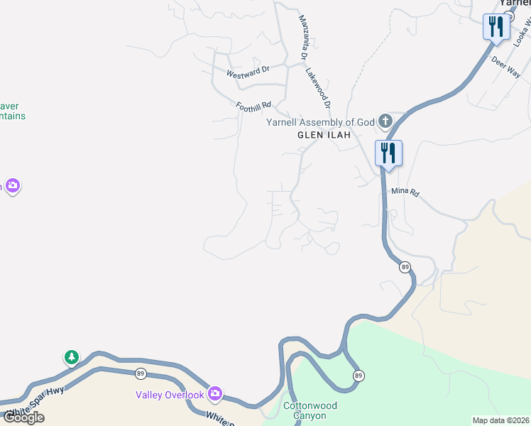 map of restaurants, bars, coffee shops, grocery stores, and more near 23406 Candy Cane Lane in Yarnell