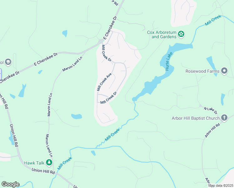 map of restaurants, bars, coffee shops, grocery stores, and more near 173 Mill Creek Drive in Canton