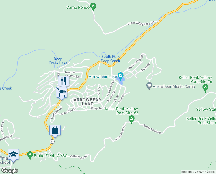 map of restaurants, bars, coffee shops, grocery stores, and more near 2337 Lookout Drive in Apple Valley