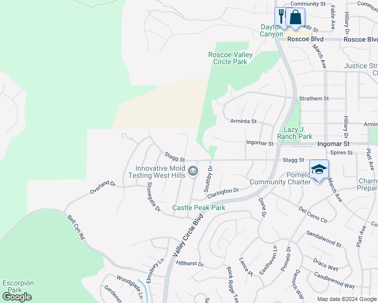 map of restaurants, bars, coffee shops, grocery stores, and more near 7712 Graystone Drive in Los Angeles