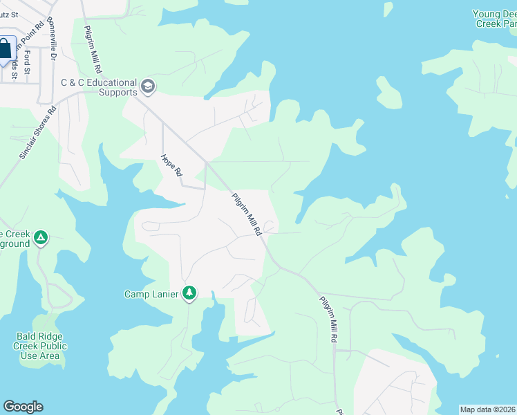 map of restaurants, bars, coffee shops, grocery stores, and more near 3855 Pilgrim Mill Road in Cumming