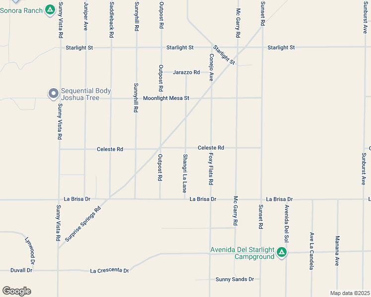map of restaurants, bars, coffee shops, grocery stores, and more near 1975 Shangrila Lane in Joshua Tree