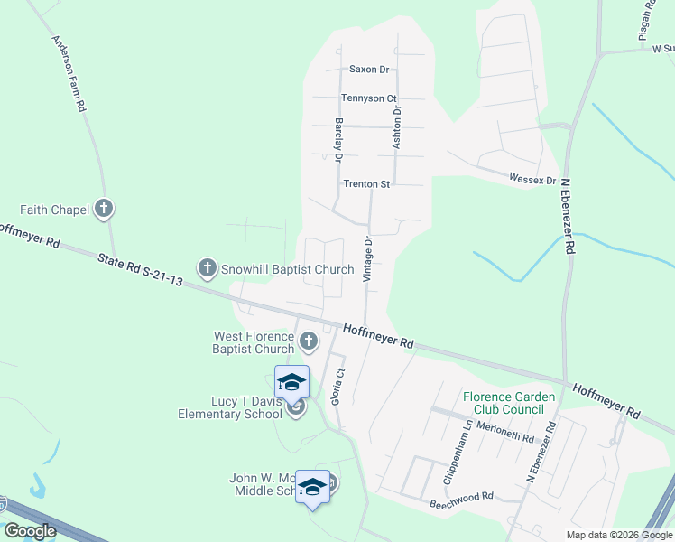 map of restaurants, bars, coffee shops, grocery stores, and more near 749 Aster Drive in Florence