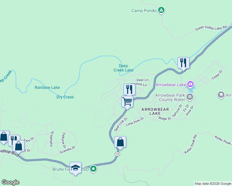 map of restaurants, bars, coffee shops, grocery stores, and more near in Running Springs