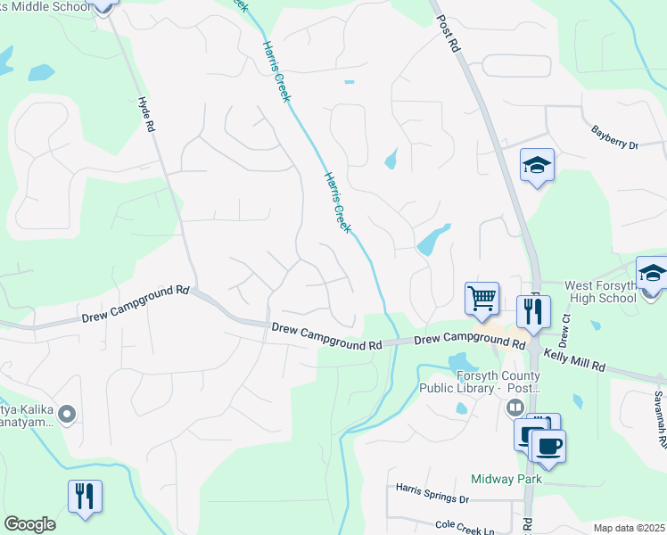 map of restaurants, bars, coffee shops, grocery stores, and more near 3835 Cabalzar Lane in Cumming