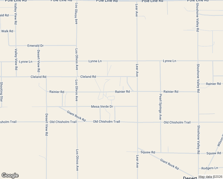 map of restaurants, bars, coffee shops, grocery stores, and more near 69126 Rainier Road in Twentynine Palms