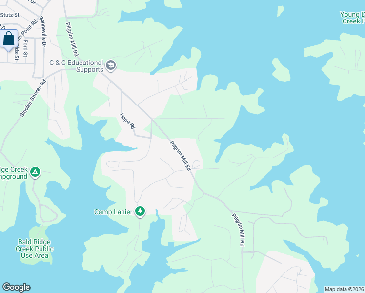 map of restaurants, bars, coffee shops, grocery stores, and more near 3845 Pilgrim Mill Road in Cumming