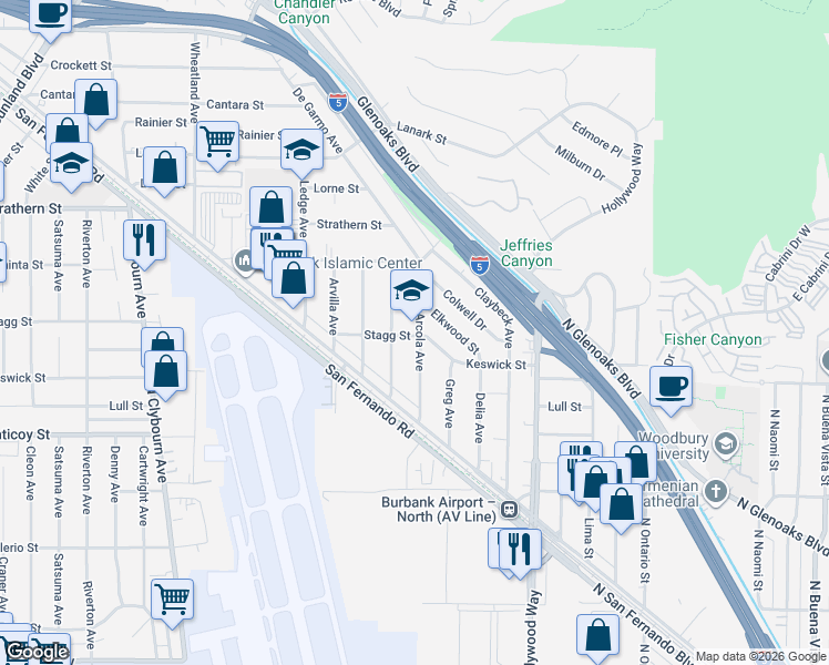 map of restaurants, bars, coffee shops, grocery stores, and more near 7758 Arcola Avenue in Los Angeles