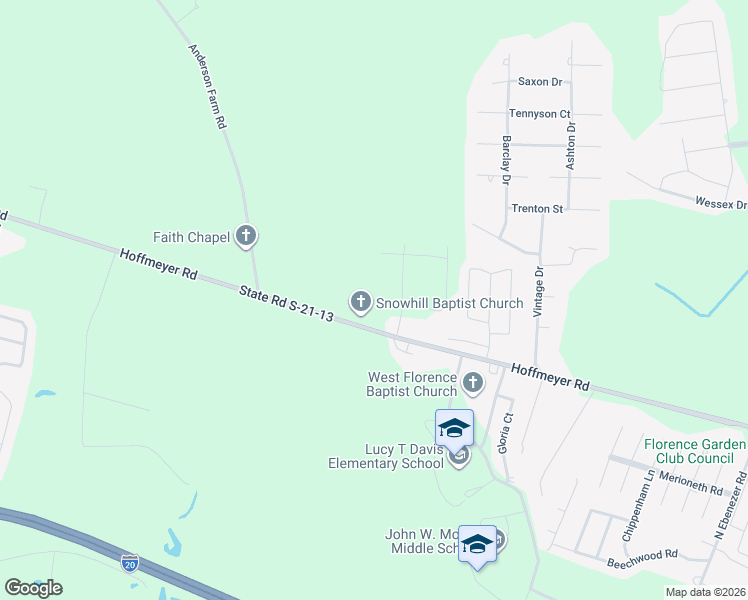 map of restaurants, bars, coffee shops, grocery stores, and more near 3457 Hoffmeyer Road in Florence