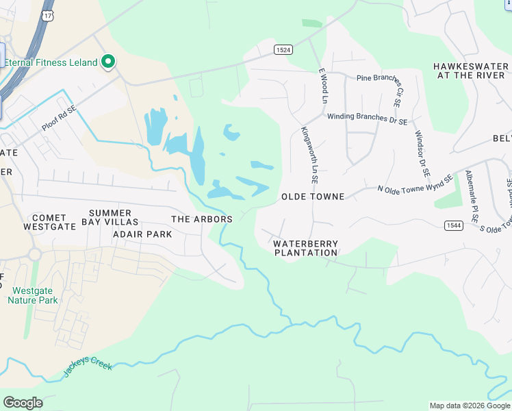 map of restaurants, bars, coffee shops, grocery stores, and more near 9822 North Olde Towne Wynd Southeast in Leland