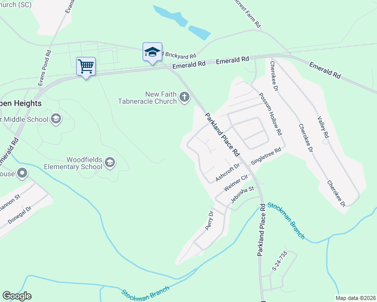 map of restaurants, bars, coffee shops, grocery stores, and more near 210 Ashcroft Drive in Greenwood