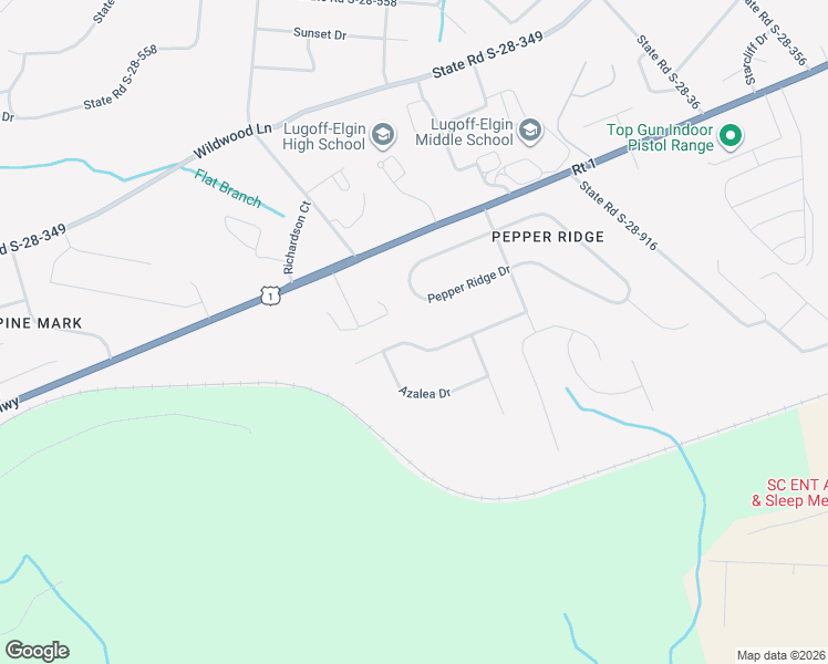 map of restaurants, bars, coffee shops, grocery stores, and more near 72 Oak Ridge Drive in Lugoff