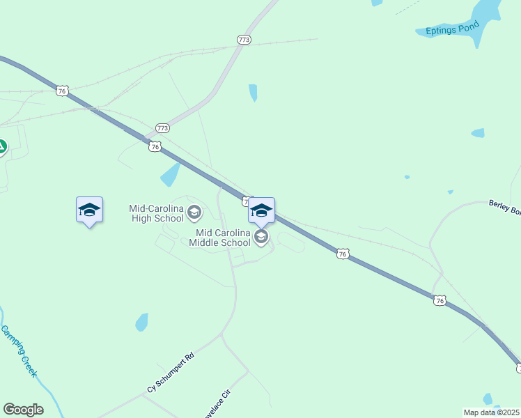 map of restaurants, bars, coffee shops, grocery stores, and more near 6834 U.S. 76 in Prosperity