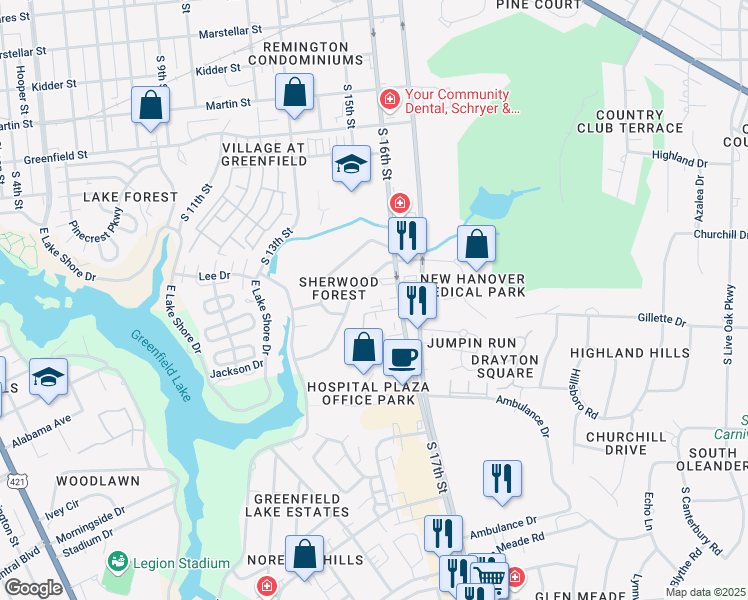 map of restaurants, bars, coffee shops, grocery stores, and more near 1928 South 16th Street in Wilmington