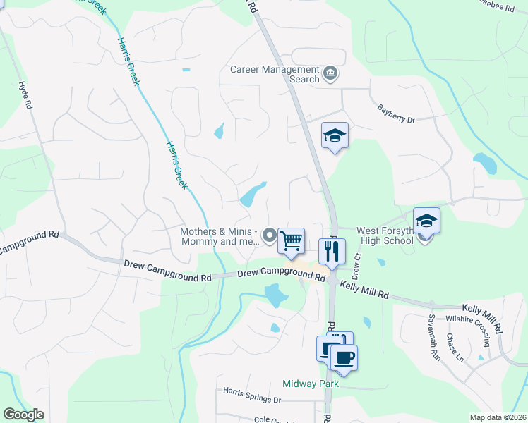map of restaurants, bars, coffee shops, grocery stores, and more near 3735 Fedorite Walk in Cumming