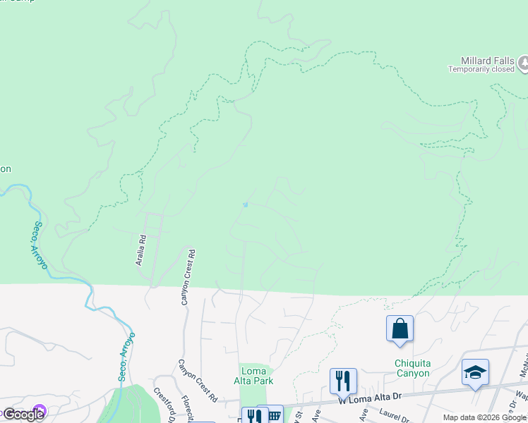 map of restaurants, bars, coffee shops, grocery stores, and more near 3903 Lilac Canyon Lane in Altadena