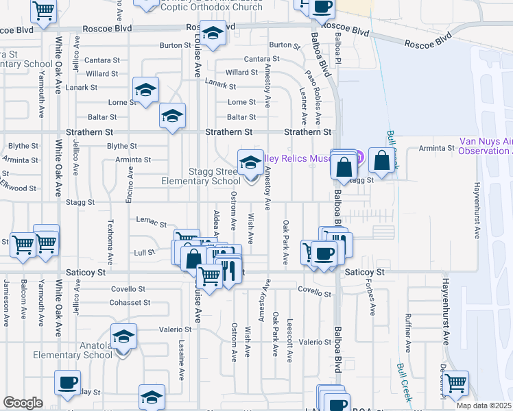 map of restaurants, bars, coffee shops, grocery stores, and more near in Los Angeles