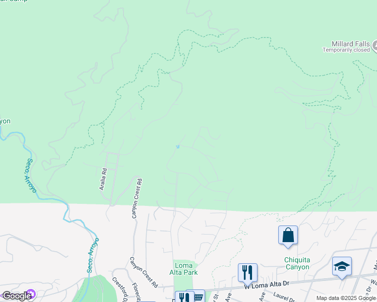 map of restaurants, bars, coffee shops, grocery stores, and more near 3911 Lilac Canyon Lane in Altadena