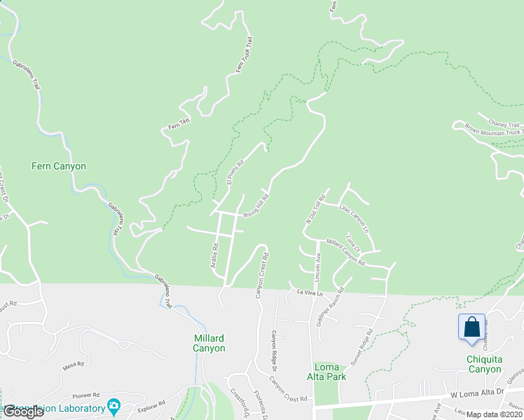 map of restaurants, bars, coffee shops, grocery stores, and more near 4384 Rising Hill Road in Altadena