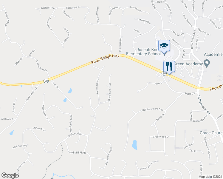 map of restaurants, bars, coffee shops, grocery stores, and more near 526 Oriole Farm Trail in Canton