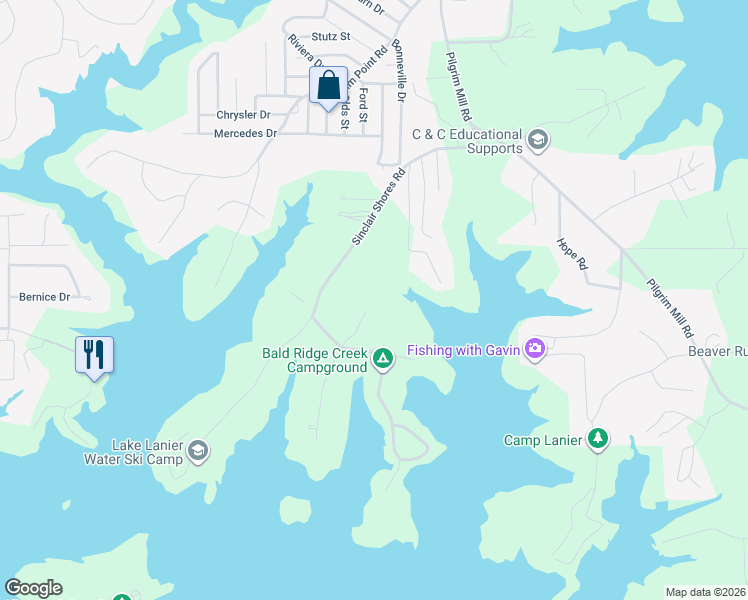 map of restaurants, bars, coffee shops, grocery stores, and more near 4050 Vintage Court in Cumming